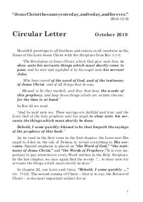 Circular Letter October 2019